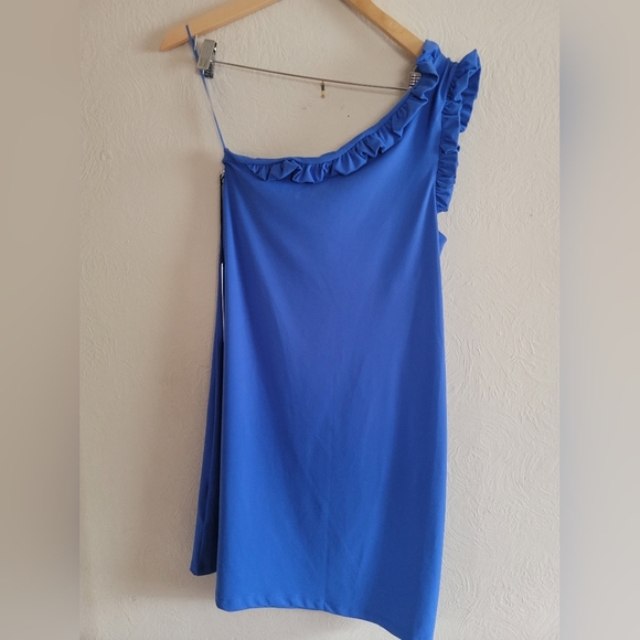 Susana Monaco, One Shoulder Dress, Dazzling Blue, Size Large - Picture 2 of 6